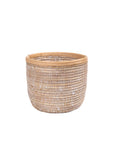 Open Basket — White, Natural Leather Rim |The Archive