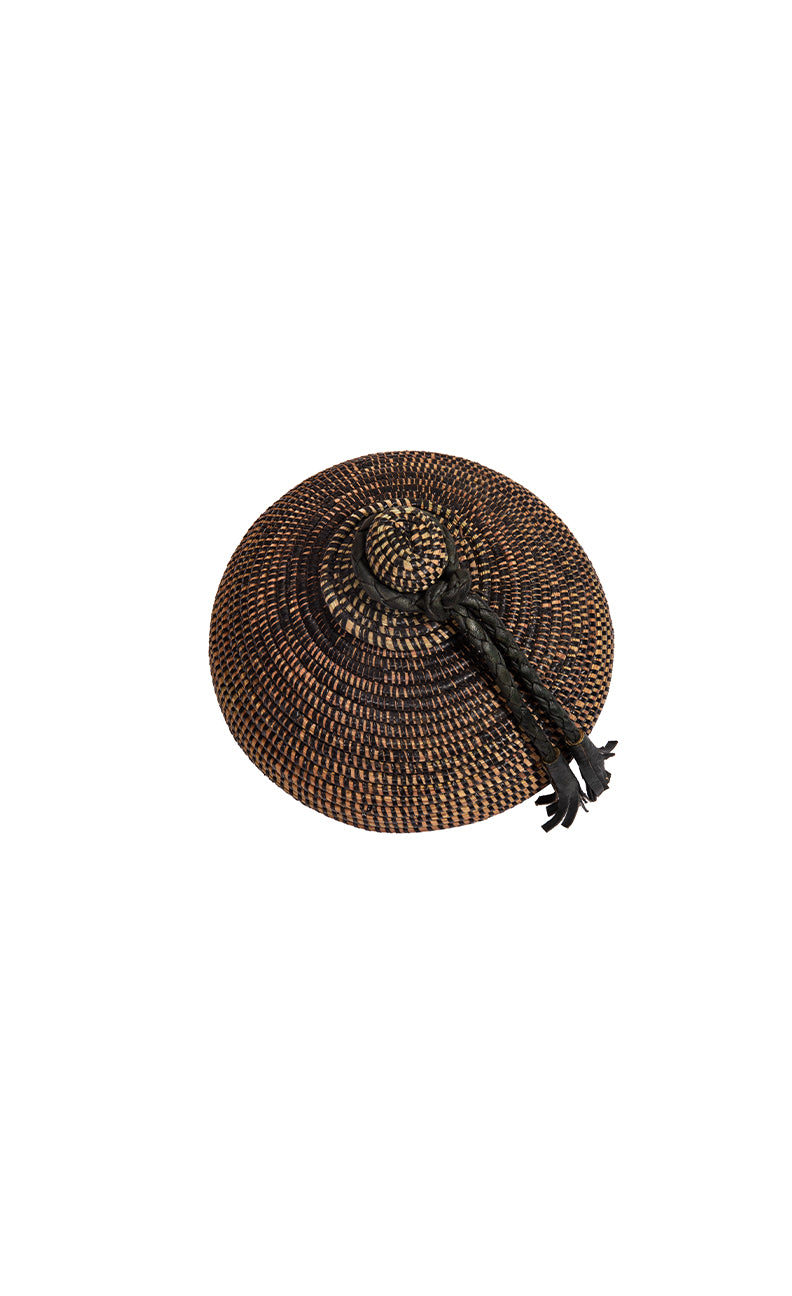 Tolani Basket | Hand-Coiled Grass Basket with Leather Trim