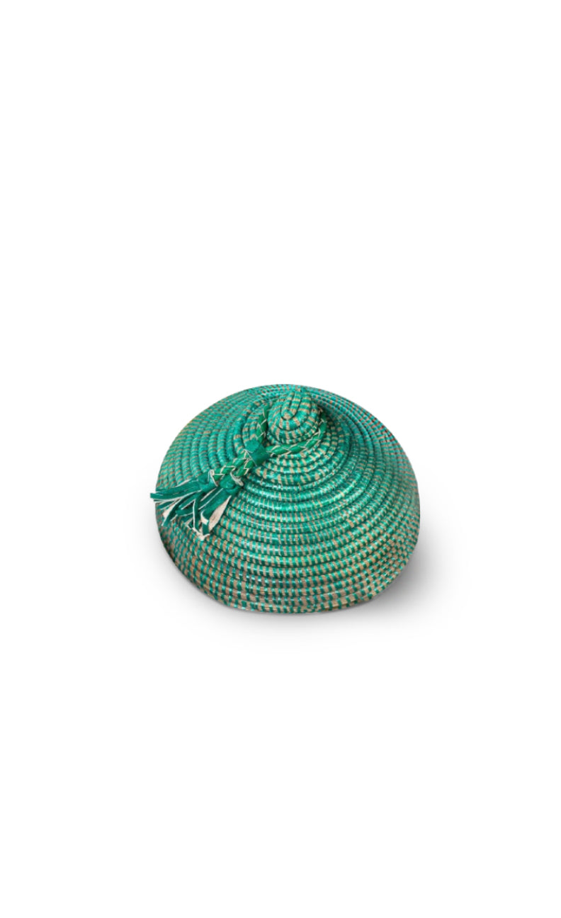 Tolani Basket | Hand-Coiled Grass Basket with Leather Trim