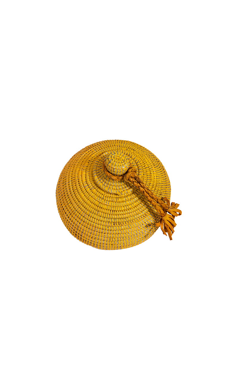 Tolani Basket | Hand-Coiled Grass Basket with Leather Trim